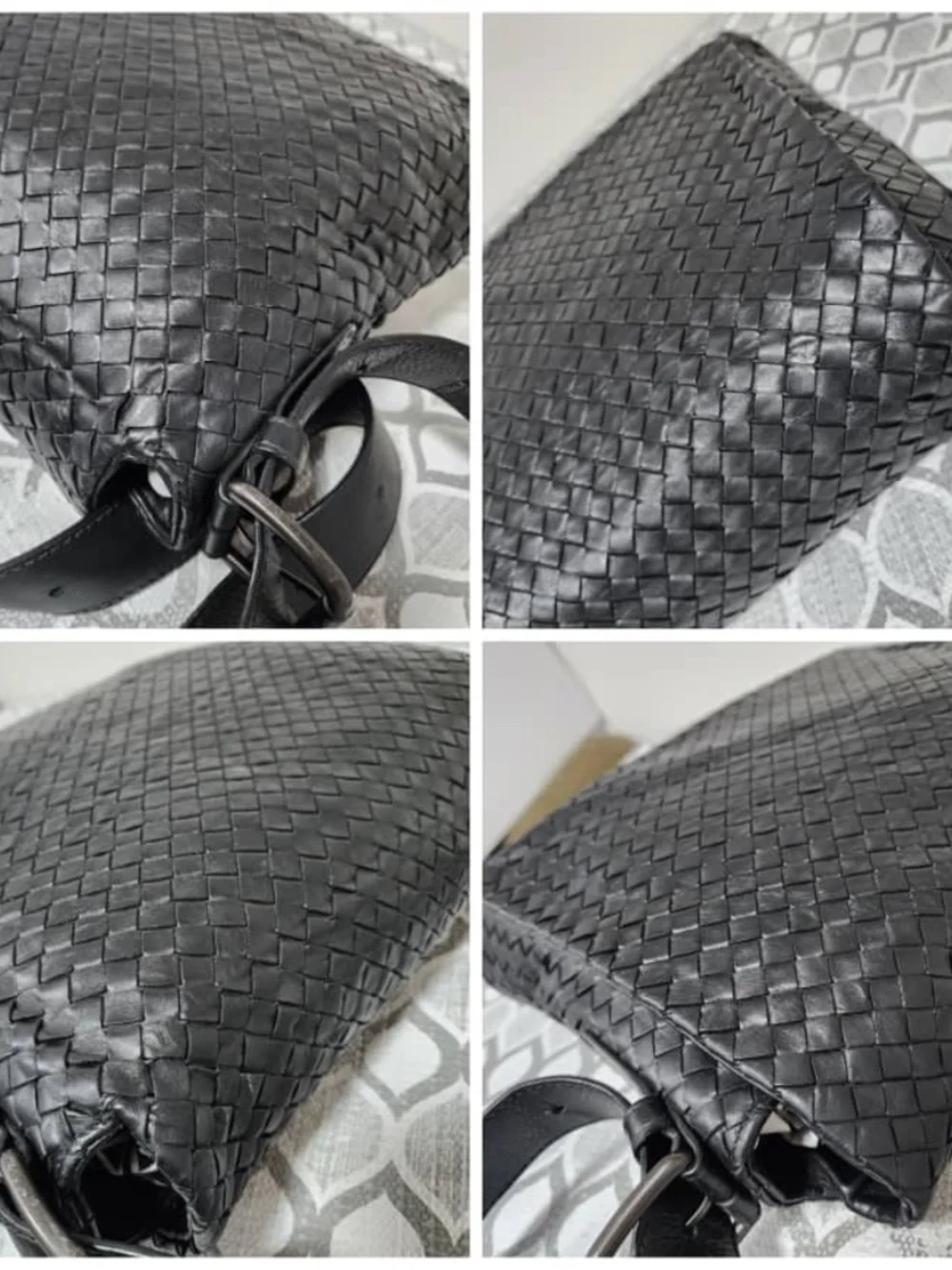 Authentic BOTTEGA VENETA Nappa Intrecciato Messenger Bag Black